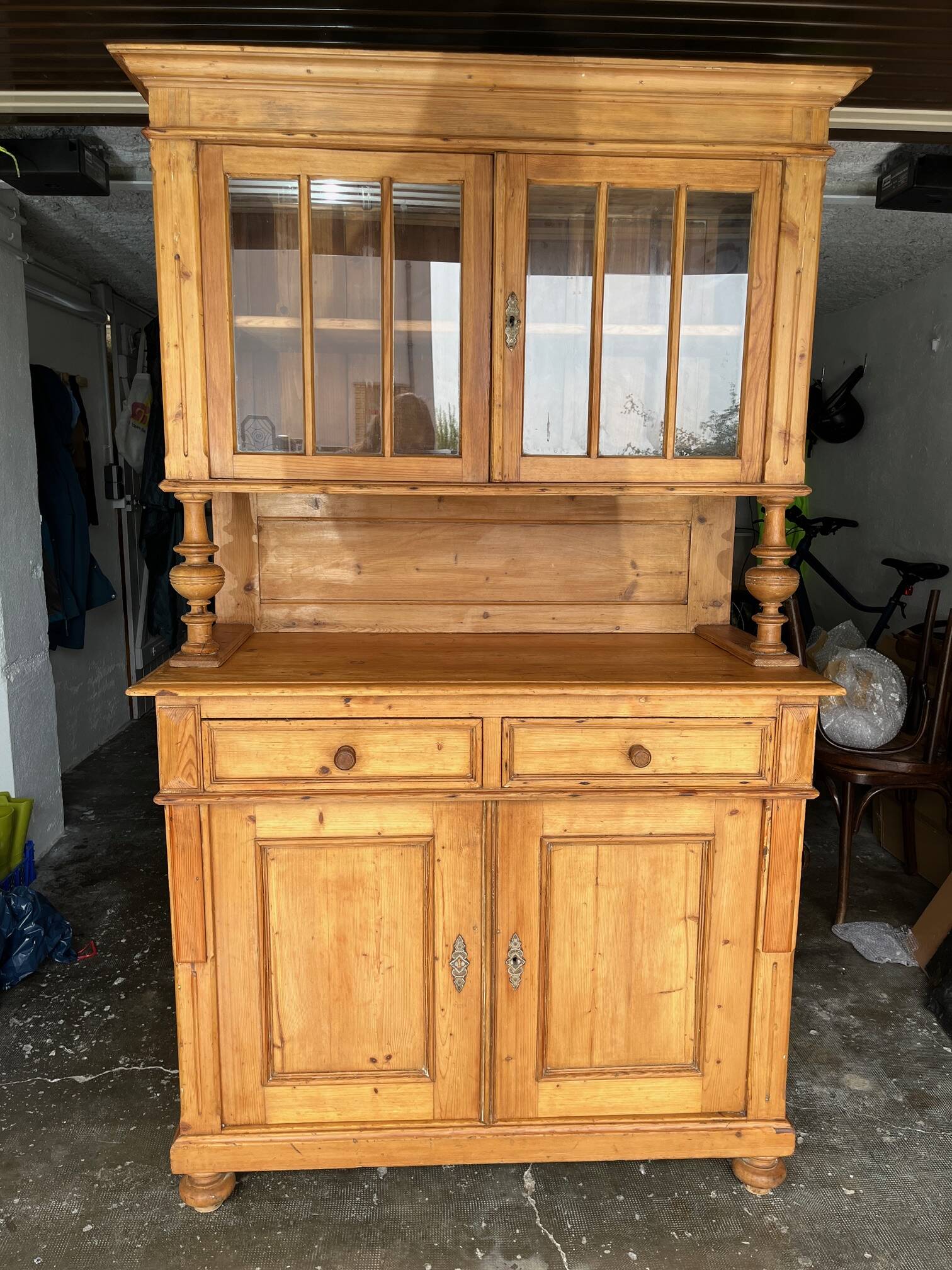 Antique 2-part pine sideboard