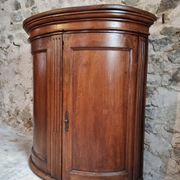 Antique demi-lune cabinet in walnut, late 18th century, French château.