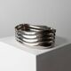 Vintage silver-plated metal bowl with curved relief design, Italy 1960s, elegant appetizer plate