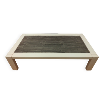 Table basse artisanale bois et pierre