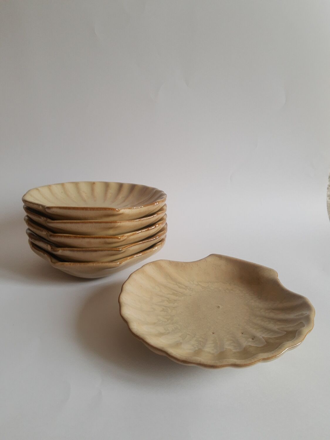 Set of 6 shells, ramekins, vintage ceramic cups