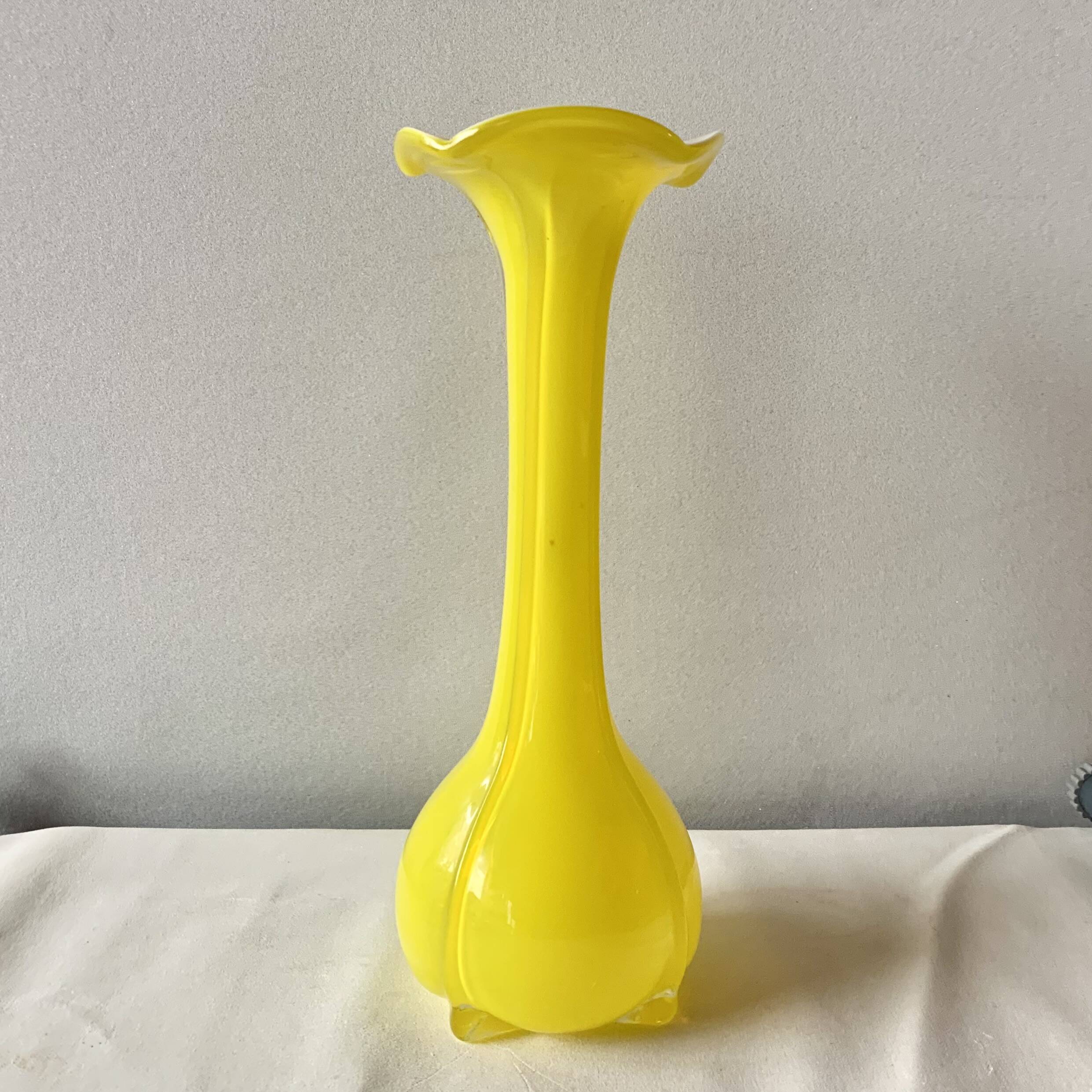 Vintage yellow blown glass vase