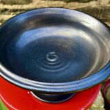 Magnificent ceramic bowl, signed jean marais, black enamel