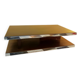Table basse design verre et métal chromé