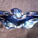 Trilobed ashtray in blue crystal