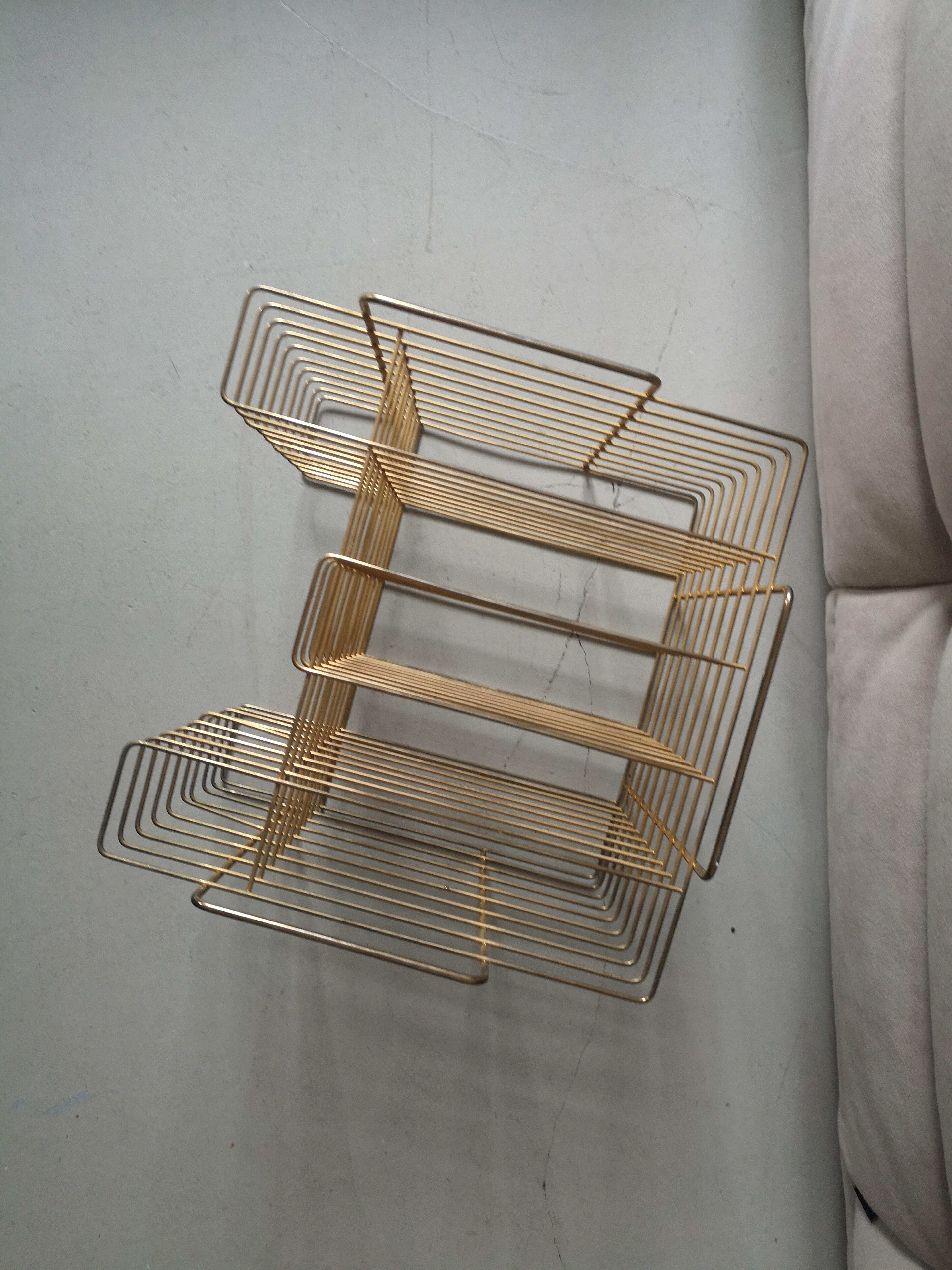 Vinyl record holders and magazines in brass gilded metal, 1960