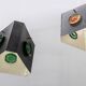Pair of triangular pendant lamps by Hans Bergstrom, Sweden, 1950.