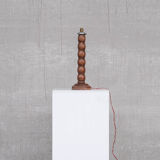 French Mid-Century Tall Wooden Table Lamp