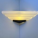 Vintage Murano opal glass corner wall lamp, by Vetri Italy 1970