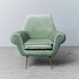 Gigi Radice minotti green velvet armchair from the 1950s vintage modern design