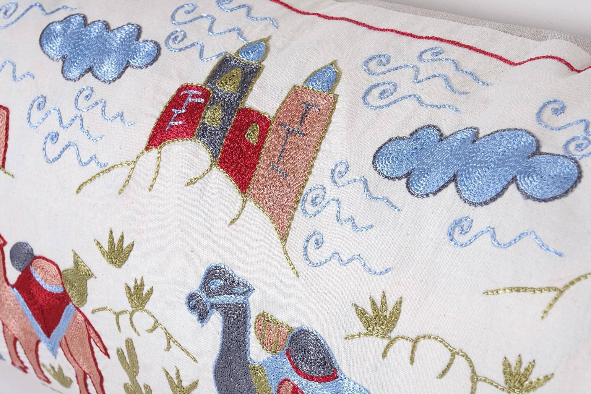 Vintage embroidered cushion cover 46x178 cm
