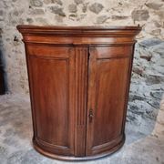 Antique demi-lune cabinet in walnut, late 18th century, French château.
