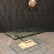 Table basse fer et verre patine antique