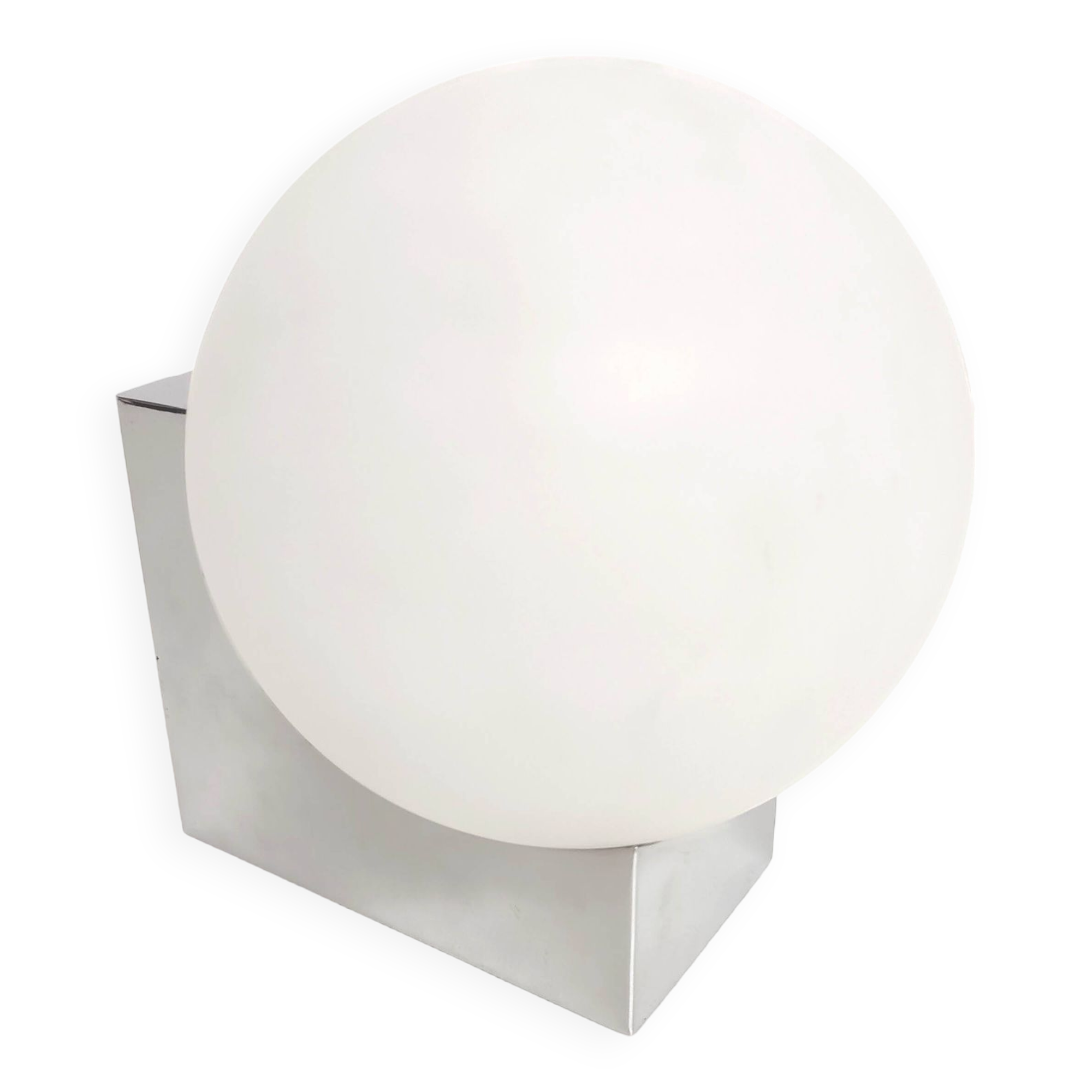 Opaline ball globe wall light on chrome metal base