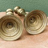 Pair of guilloché bronze candlesticks