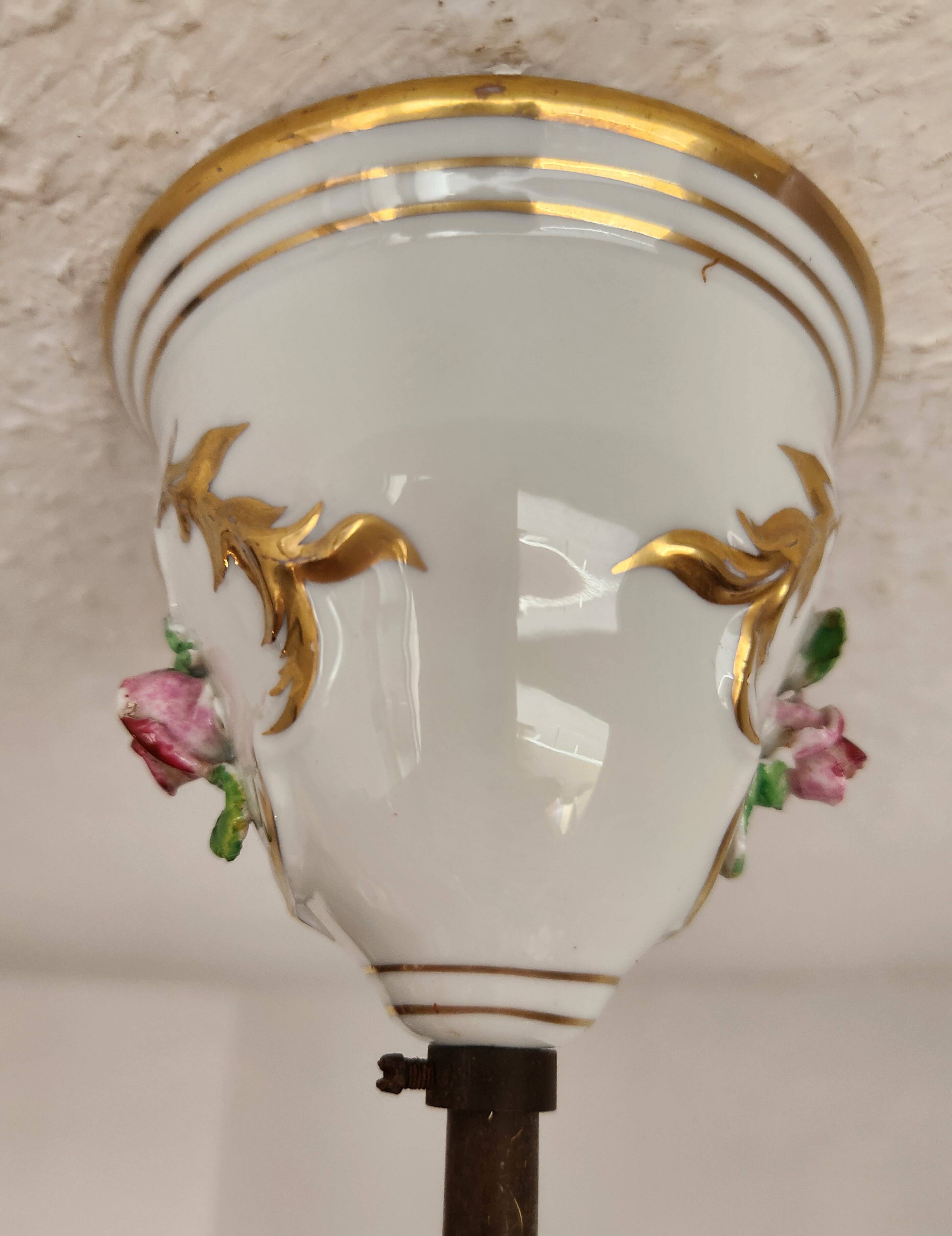 Handgeformt vergoldet vintage Porzellan Kronleuchter Capodimonte 1960er
