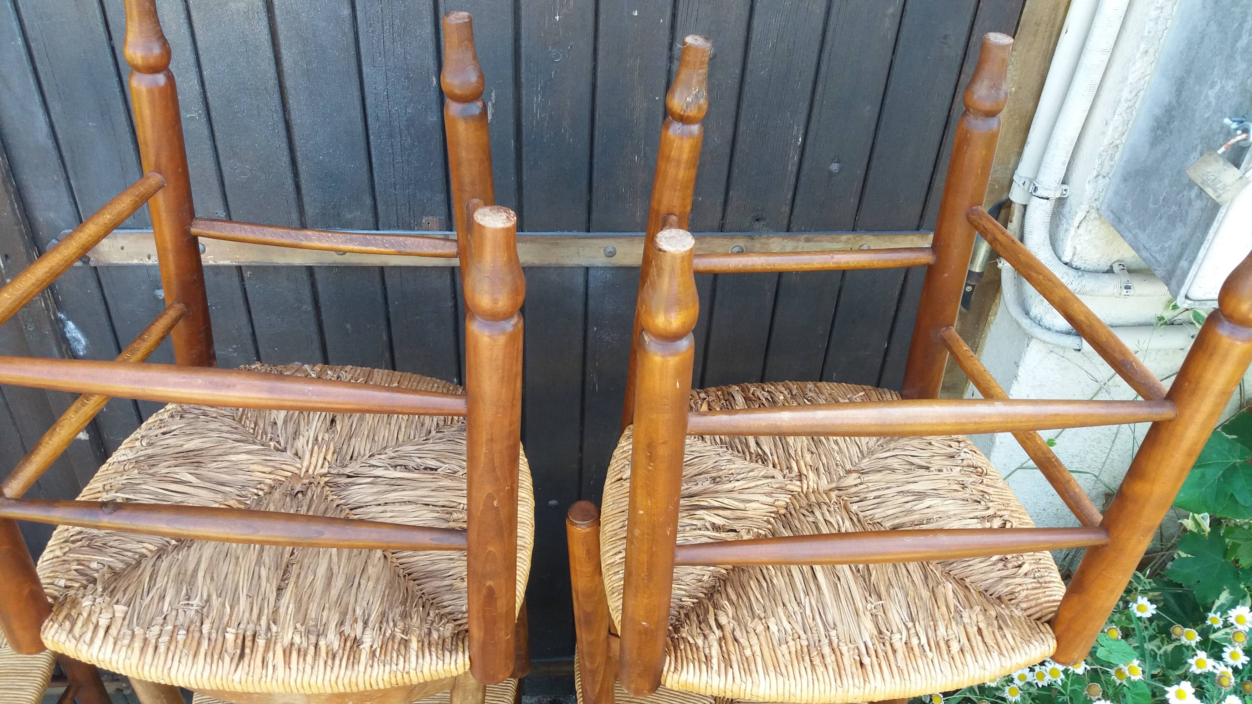 Lot de 5 chaises paillées