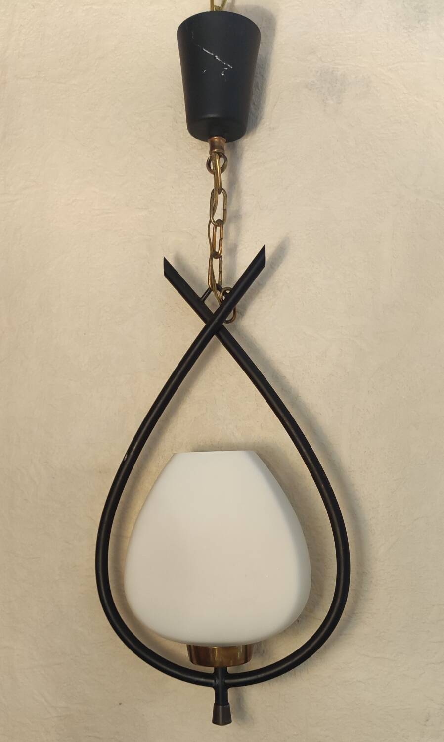 Old Arlus Pendant Lamp/Opaline Metal/1950s/Design Lighting