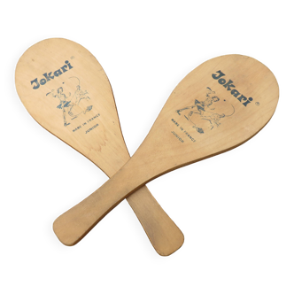 Pair of wooden "jokari" snowshoes, Basque country, 1960