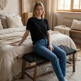 Woven rope bed bench