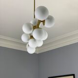 Italian opalglass and brass bubble lamp 1950