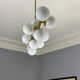 Italian opalglass and brass bubble lamp 1950