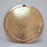 Plateau oriental laiton décor floral signé