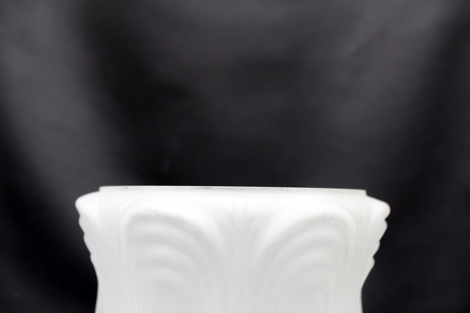 Art deco, vintage frosted white glass globe, swirl design light shade