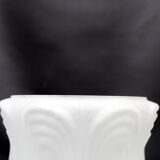 Art deco, vintage frosted white glass globe, swirl design light shade