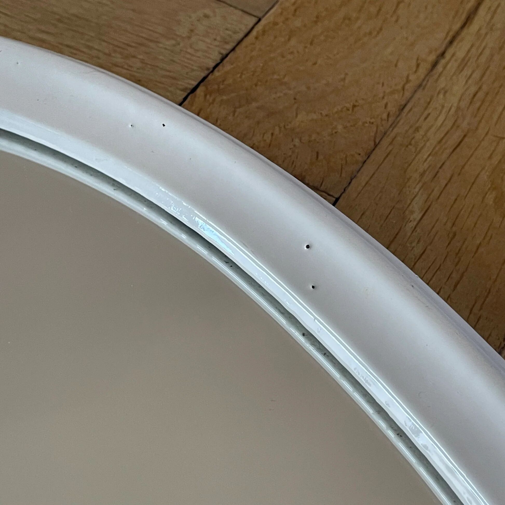 White enamelled cast iron mirror