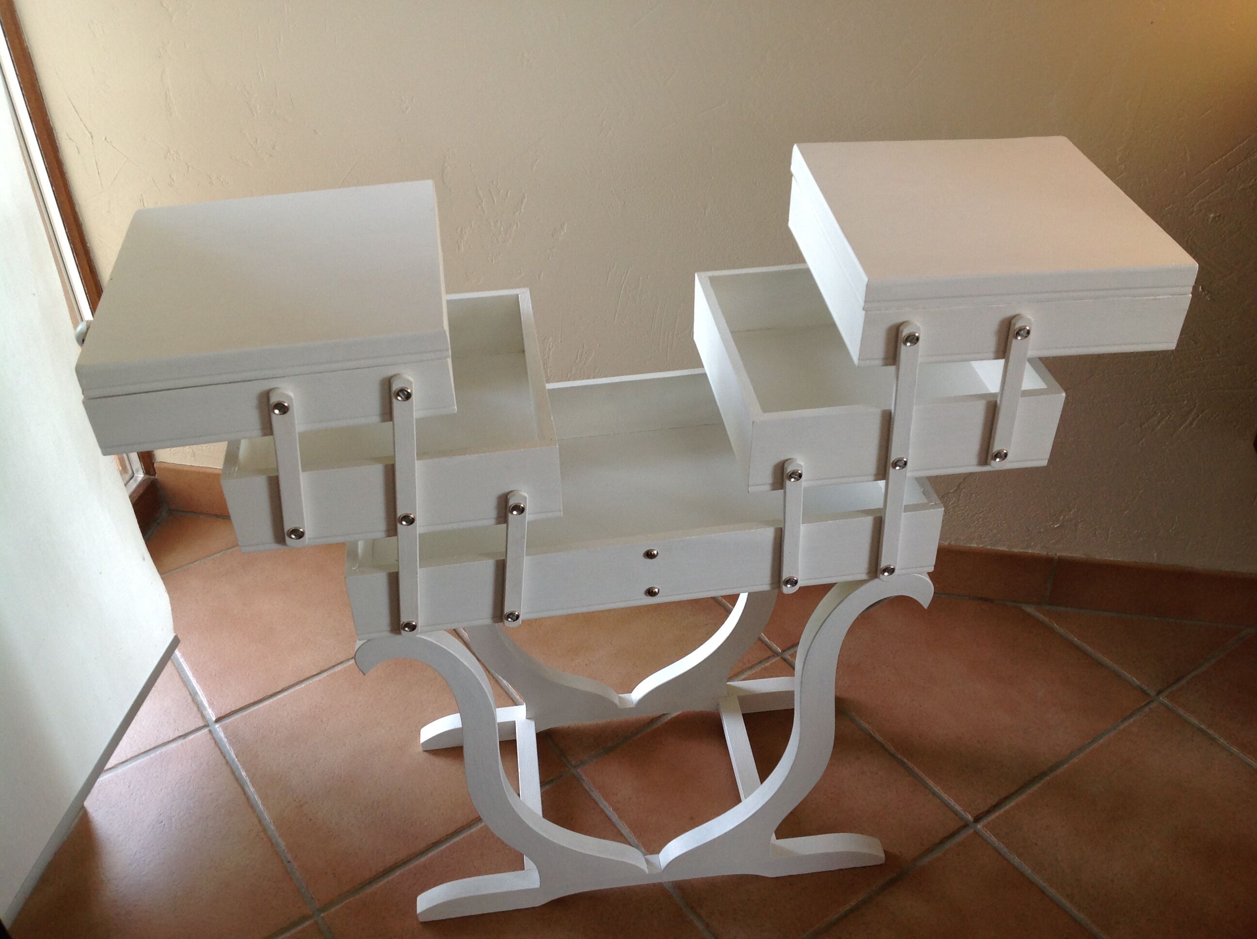 Worker painted wooden art deco form