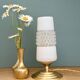 Vintage globe table lamp in glass and white opal.