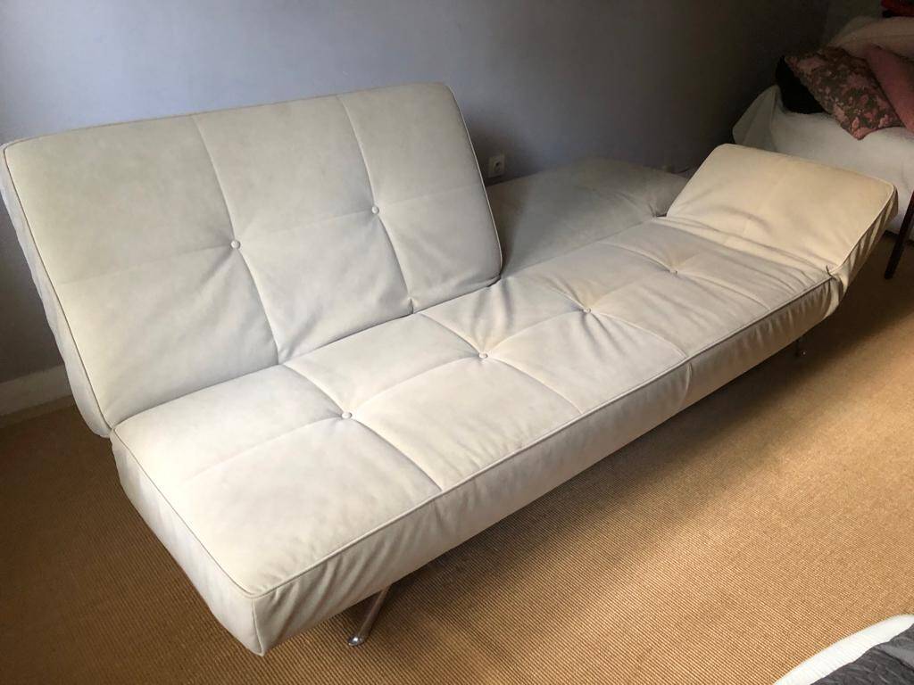 Cinna Smala 4 seater convertible sofa in beige alcantara