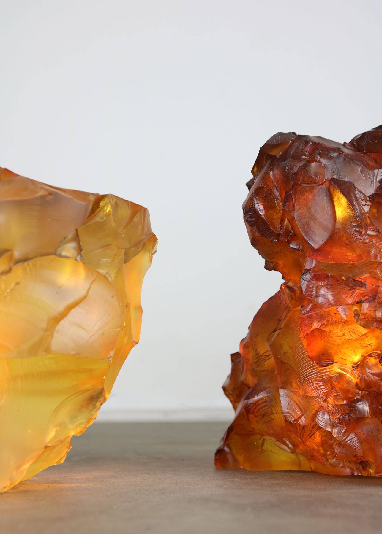 Vintage Italian Orange & Yellow Sculpture Lamps, 70s, set of 2