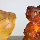 Vintage Italian Orange & Yellow Sculpture Lamps, 70s, set of 2