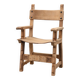 Brutalist armchair with carved rosettes and nailed wooden seat, Spain, 20th