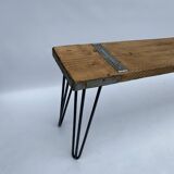 Industrial Bench Hairpin Legs Scaffolding Wood Midcentury Modern 1980s