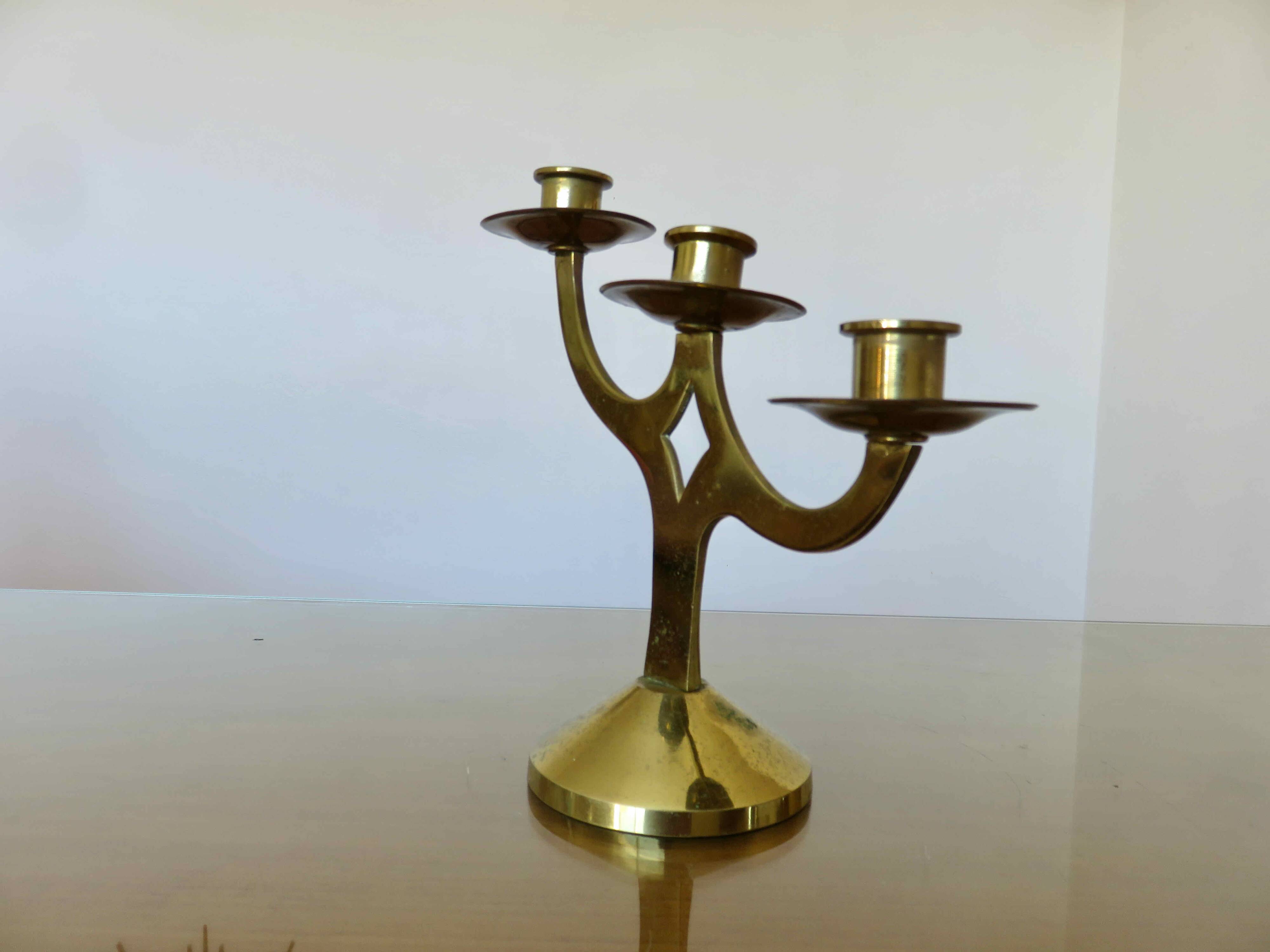 Modernist brass candle holder from the 70s