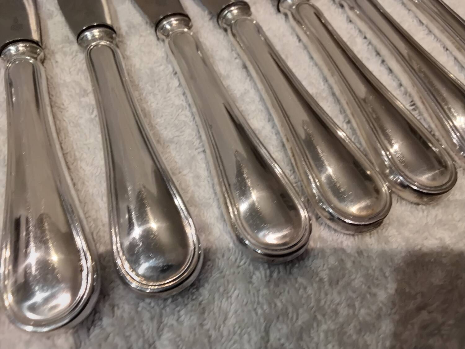 11 table knives with 800 silver handles, Swiss goldsmith Jezler filet