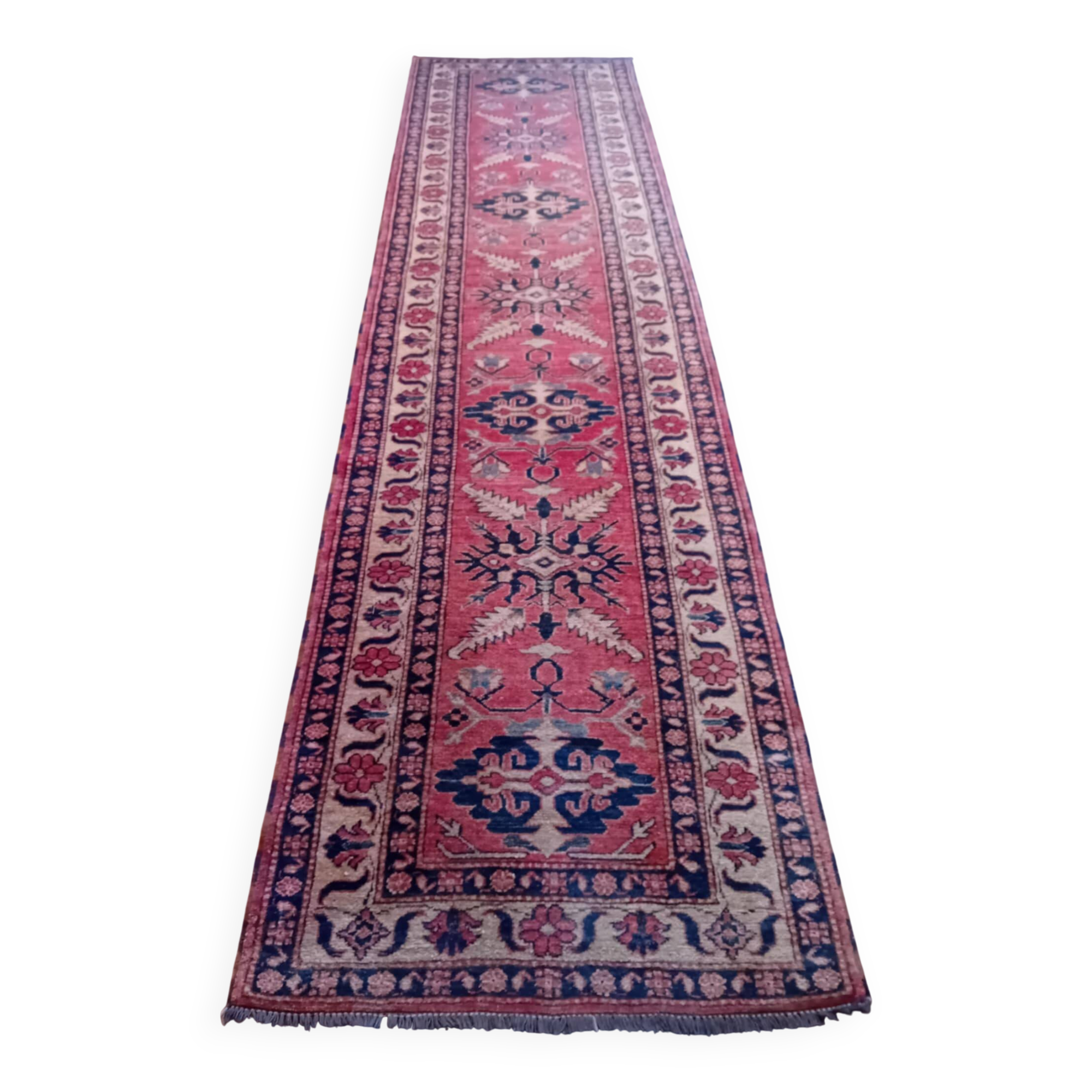 Handmade Pakistani Kazak Runner Rug 335x88cm