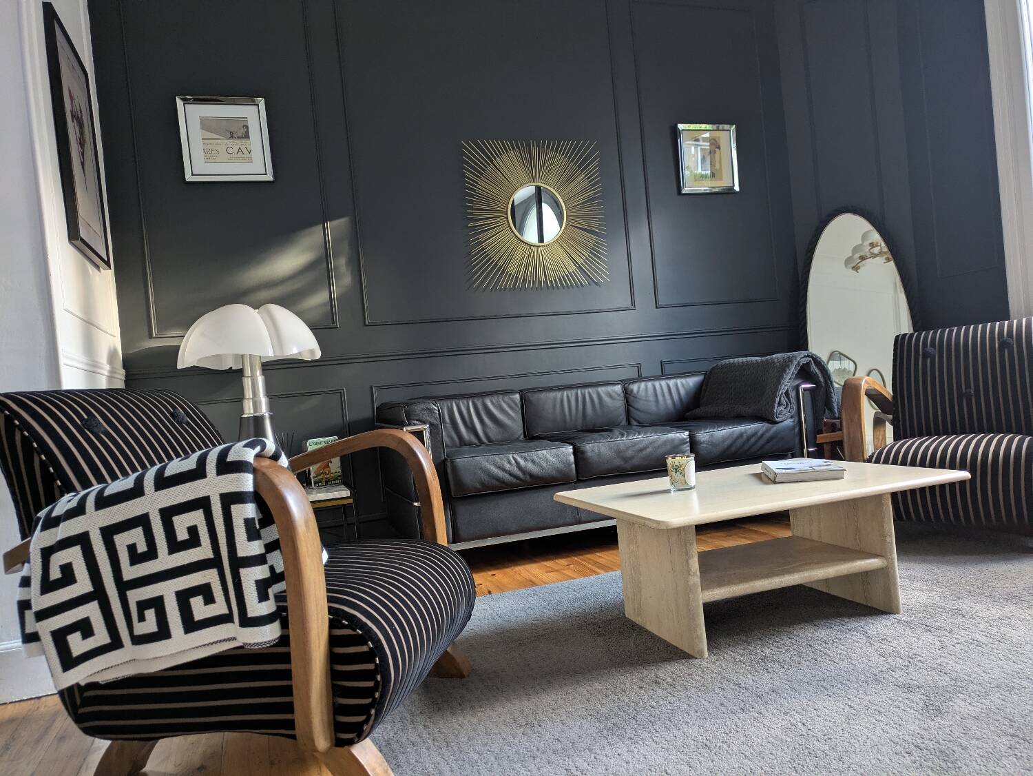 Vintage coffee table in travertine