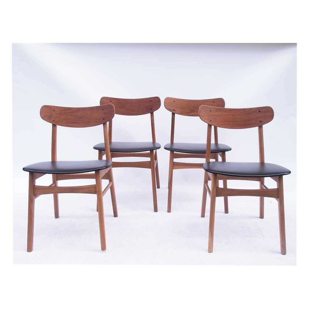 Set of 4 Frastrup chairs in teak oak.