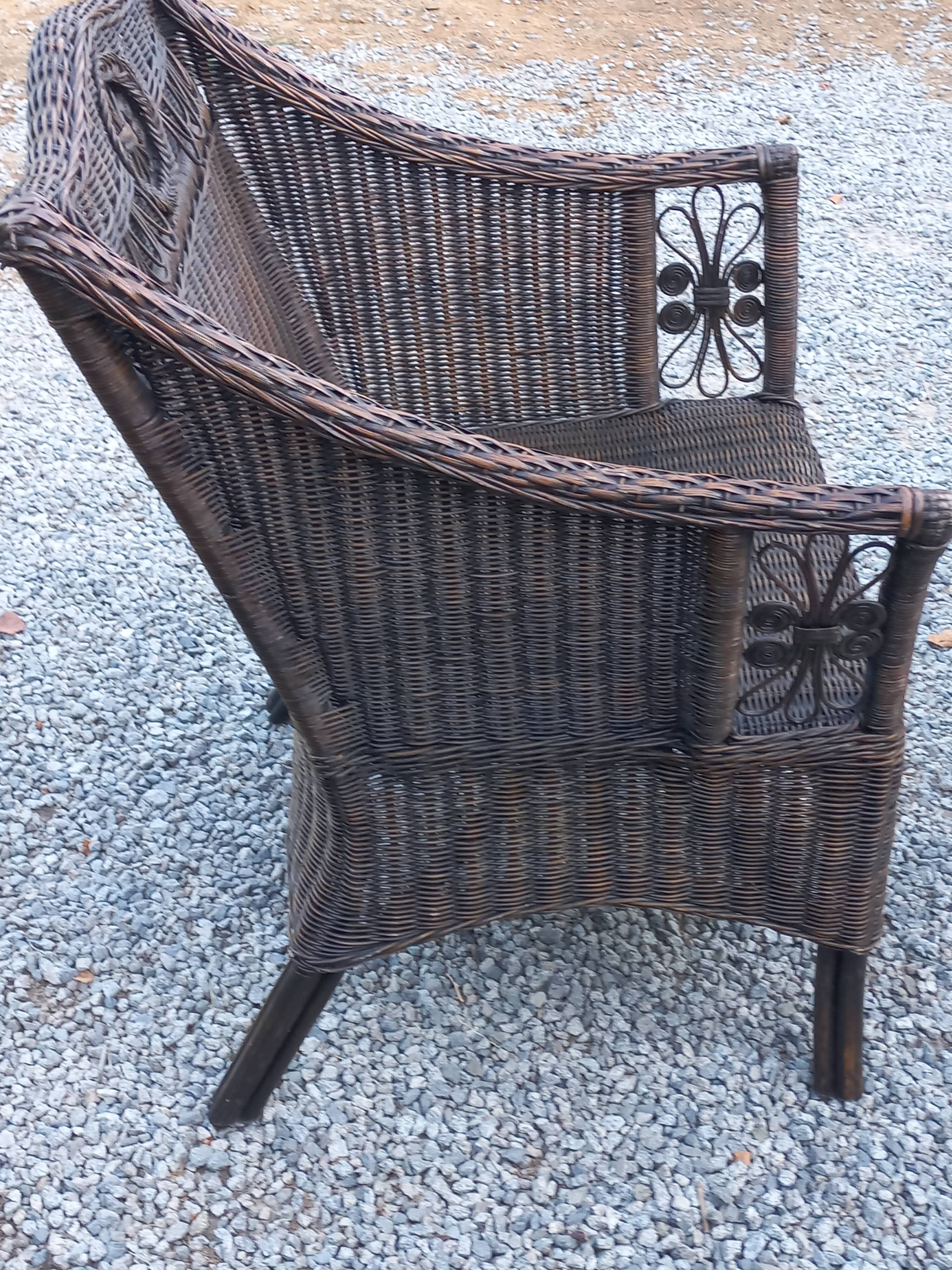 Set de 3 fauteuils en rotin des années 70
