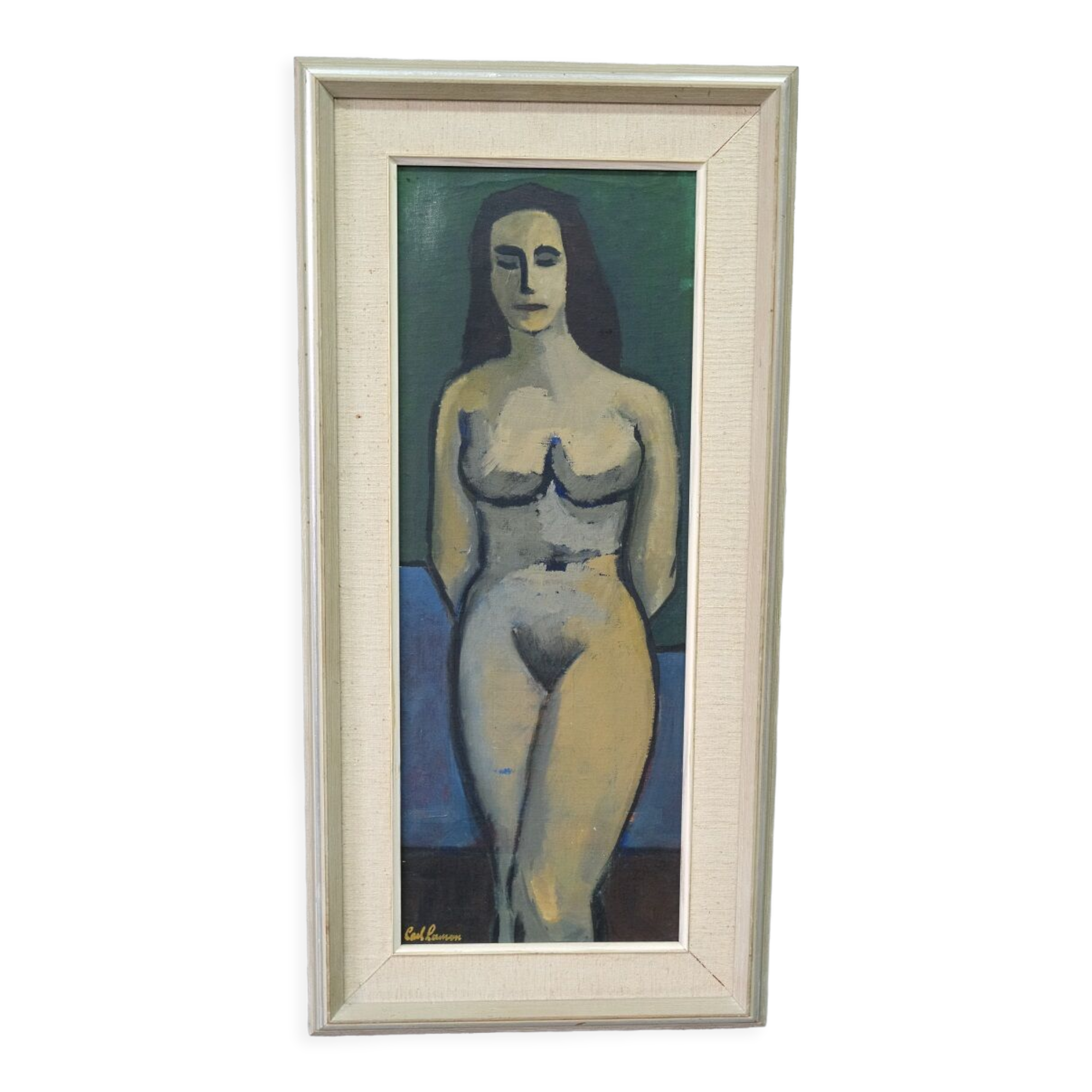 Nude, Swedish Modern Signed Painting, 1960s, Oil on Canvas, Framed