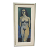 Nude, Swedish Modern Signed Painting, 1960s, Oil on Canvas, Framed