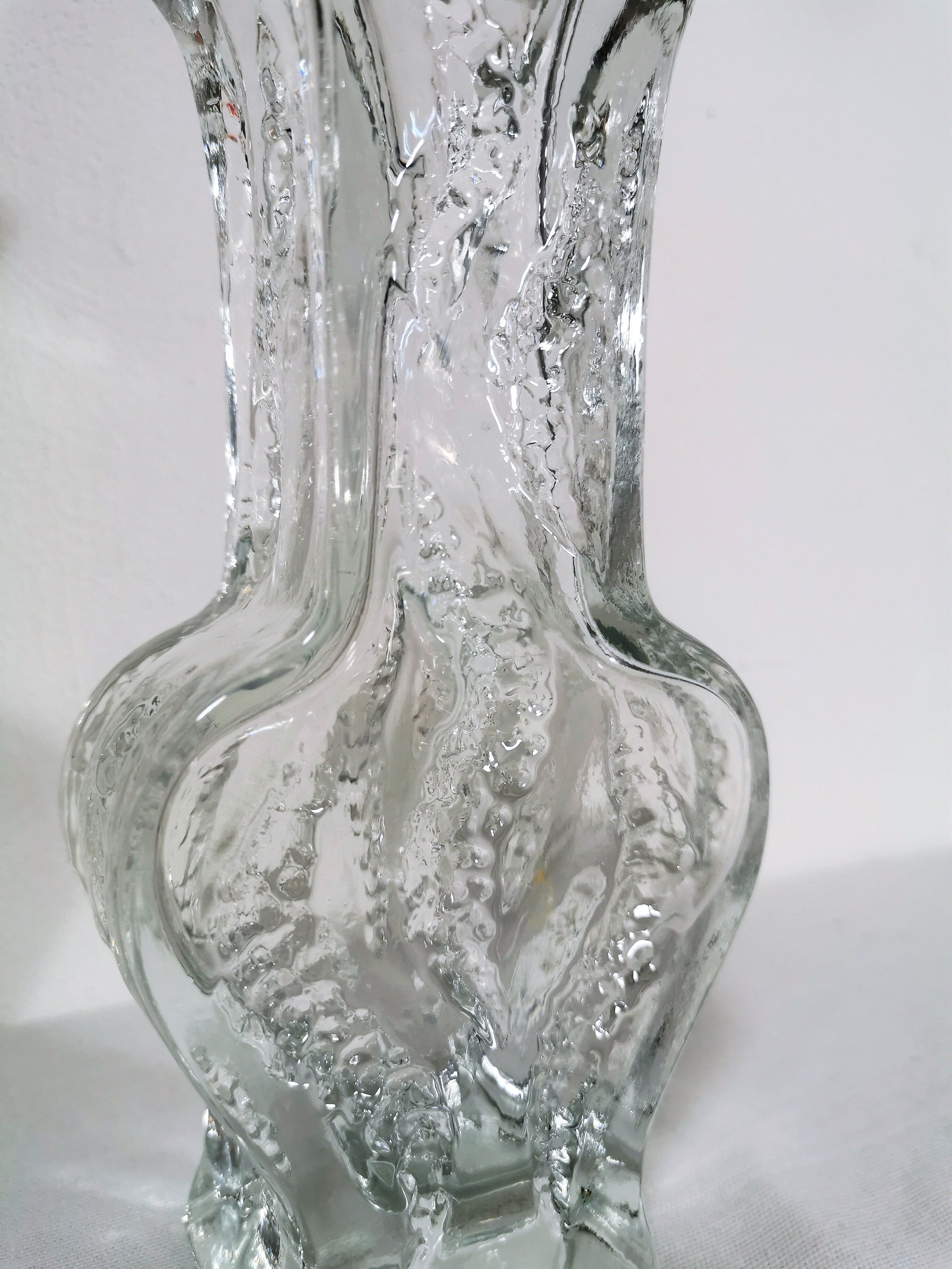 Textured Glass Vase by Ingrid Glashutte 1970's