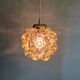Amber bubble glass pendant (3 available), design by Helena Tynell, 1970.