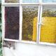 Workshop door 258.4x98.5cm in iron and colored cathedral glass
