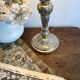 56 cm retro lamp in silver metal with fringed lampshade