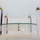 Coffee table lucite, brass & glass, Belgium 1970